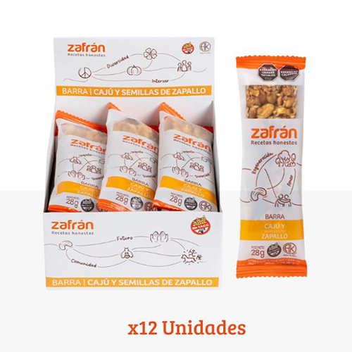 Barras de cajú y semillas zapallo x 12 unidades